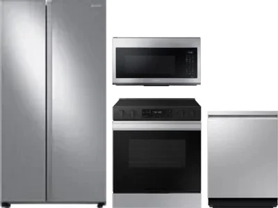 4 Piece Package Includes Refrigerator, Range, Microwave And Dishwasher