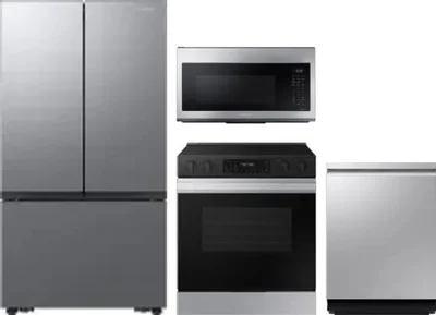 4 Piece Package Includes Refrigerator, Range, Microwave And Dishwasher