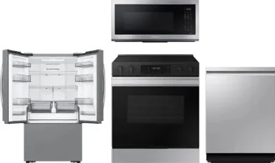 4 Piece Package Includes Refrigerator, Range, Microwave And Dishwasher