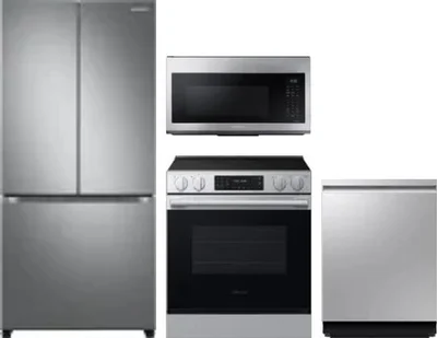 4 Piece Package Includes Refrigerator, Range, Microwave And Dishwasher