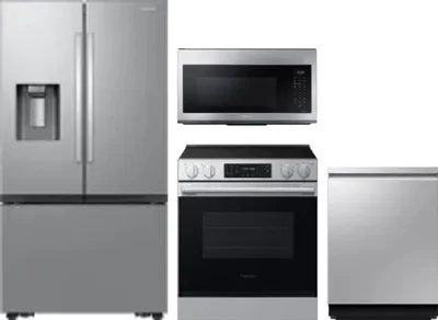 4 Piece Package Includes Refrigerator, Range, Microwave And Dishwasher