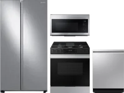 4 Piece Package Includes Refrigerator, Range, Microwave And Dishwasher