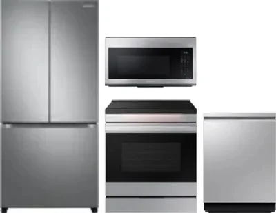4 Piece Package Includes Refrigerator, Range, Microwave And Dishwasher
