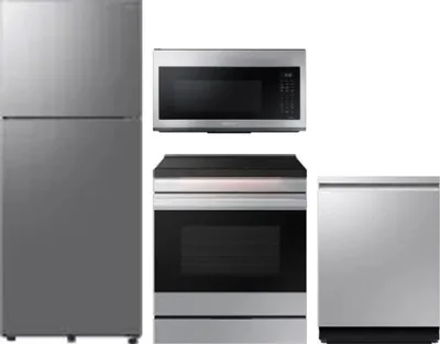 4 Piece Package Includes Refrigerator, Range, Microwave And Dishwasher