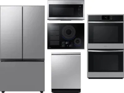 5 Piece Package Includes Refrigerator, Cooktop, Wall Oven, Microwave And Dishwasher