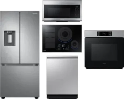 5 Piece Package Includes Refrigerator, Cooktop, Wall Oven, Microwave And Dishwasher