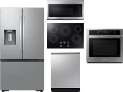 5 Piece Package Includes Refrigerator, Cooktop, Wall Oven, Microwave And Dishwasher
