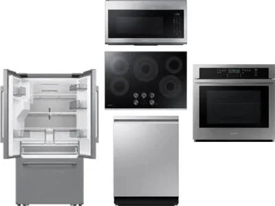 5 Piece Package Includes Refrigerator, Cooktop, Wall Oven, Microwave And Dishwasher