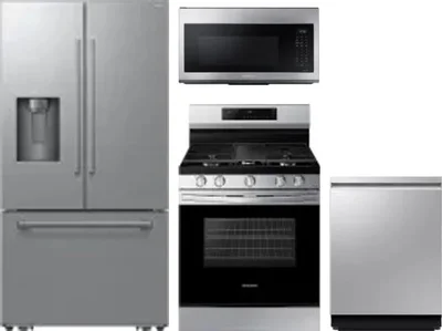 4 Piece Package Includes Refrigerator, Range, Microwave And Dishwasher