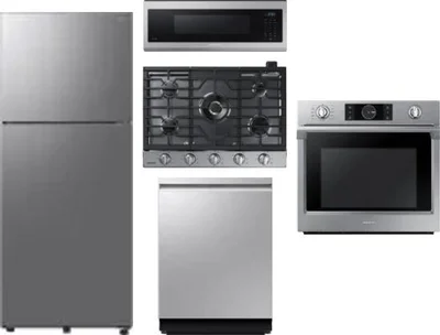 5 Piece Package Includes Refrigerator, Cooktop, Wall Oven, Microwave And Dishwasher