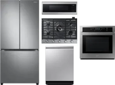 5 Piece Package Includes Refrigerator, Cooktop, Wall Oven, Microwave And Dishwasher