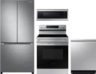 4 Piece Package Includes Refrigerator, Range, Microwave And Dishwasher