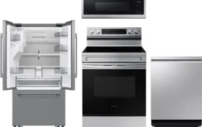 4 Piece Package Includes Refrigerator, Range, Microwave And Dishwasher