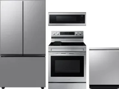 4 Piece Package Includes Refrigerator, Range, Microwave And Dishwasher