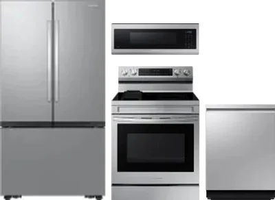 4 Piece Package Includes Refrigerator, Range, Microwave And Dishwasher