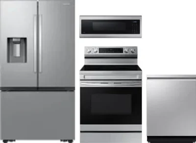 4 Piece Package Includes Refrigerator, Range, Microwave And Dishwasher