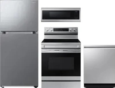 4 Piece Package Includes Refrigerator, Range, Microwave And Dishwasher