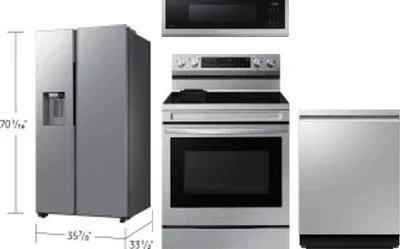 4 Piece Package Includes Refrigerator, Range, Microwave And Dishwasher