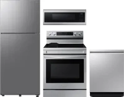 4 Piece Package Includes Refrigerator, Range, Microwave And Dishwasher