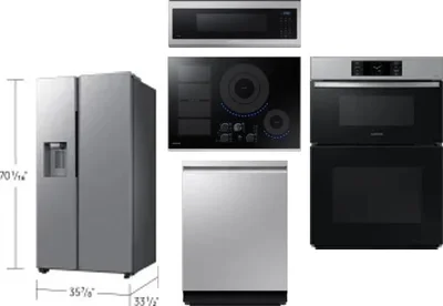 5 Piece Package Includes Refrigerator, Cooktop, Wall Oven, Microwave And Dishwasher