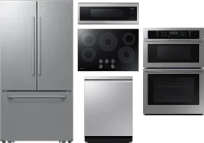 5 Piece Package Includes Refrigerator, Cooktop, Wall Oven, Microwave And Dishwasher