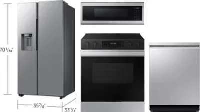 4 Piece Package Includes Refrigerator, Range, Microwave And Dishwasher