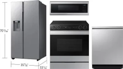 4 Piece Package Includes Refrigerator, Range, Microwave And Dishwasher