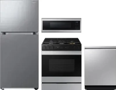 4 Piece Package Includes Refrigerator, Range, Microwave And Dishwasher