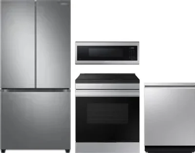 4 Piece Package Includes Refrigerator, Range, Microwave And Dishwasher