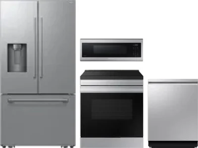 4 Piece Package Includes Refrigerator, Range, Microwave And Dishwasher