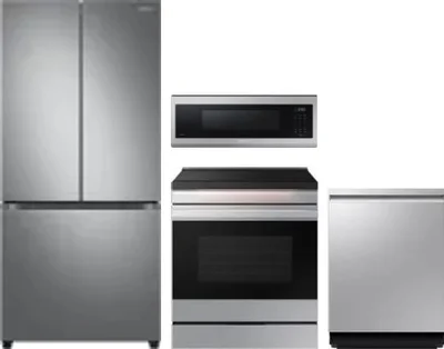 4 Piece Package Includes Refrigerator, Range, Microwave And Dishwasher