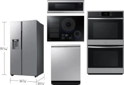 5 Piece Package Includes Refrigerator, Cooktop, Wall Oven, Microwave And Dishwasher
