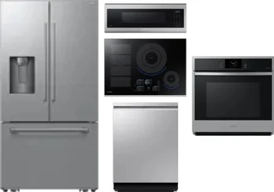 5 Piece Package Includes Refrigerator, Cooktop, Wall Oven, Microwave And Dishwasher