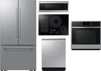 5 Piece Package Includes Refrigerator, Cooktop, Wall Oven, Microwave And Dishwasher