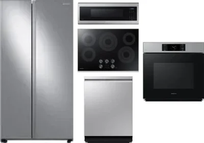 5 Piece Package Includes Refrigerator, Cooktop, Wall Oven, Microwave And Dishwasher