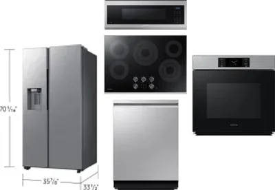 5 Piece Package Includes Refrigerator, Cooktop, Wall Oven, Microwave And Dishwasher