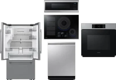 5 Piece Package Includes Refrigerator, Cooktop, Wall Oven, Microwave And Dishwasher