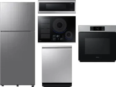 5 Piece Package Includes Refrigerator, Cooktop, Wall Oven, Microwave And Dishwasher