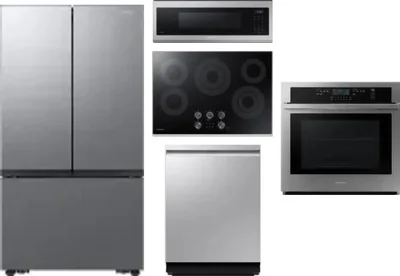 5 Piece Package Includes Refrigerator, Cooktop, Wall Oven, Microwave And Dishwasher
