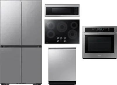 5 Piece Package Includes Refrigerator, Cooktop, Wall Oven, Microwave And Dishwasher