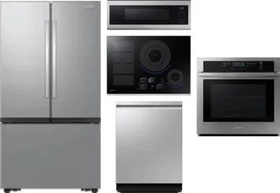 5 Piece Package Includes Refrigerator, Cooktop, Wall Oven, Microwave And Dishwasher