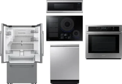 5 Piece Package Includes Refrigerator, Cooktop, Wall Oven, Microwave And Dishwasher