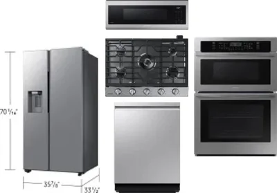 5 Piece Package Includes Refrigerator, Cooktop, Wall Oven, Microwave And Dishwasher