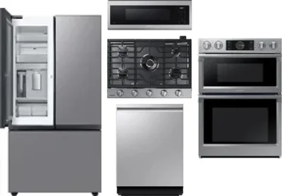 5 Piece Package Includes Refrigerator, Cooktop, Wall Oven, Microwave And Dishwasher