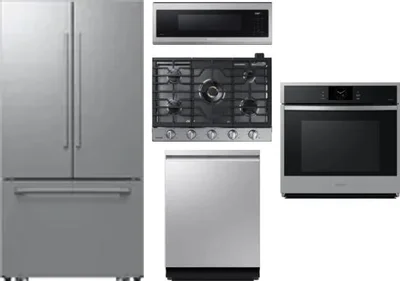 5 Piece Package Includes Refrigerator, Cooktop, Wall Oven, Microwave And Dishwasher