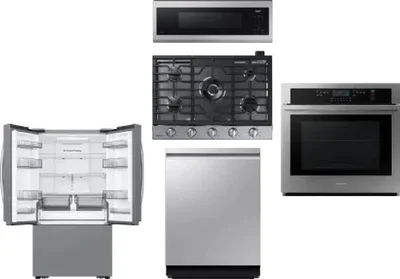 5 Piece Package Includes Refrigerator, Cooktop, Wall Oven, Microwave And Dishwasher