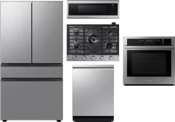 5 Piece Package Includes Refrigerator, Cooktop, Wall Oven, Microwave And Dishwasher