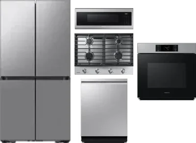 5 Piece Package Includes Refrigerator, Cooktop, Wall Oven, Microwave And Dishwasher