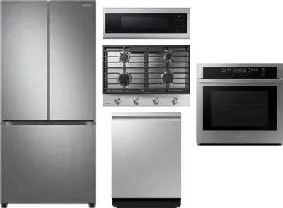 5 Piece Package Includes Refrigerator, Cooktop, Wall Oven, Microwave And Dishwasher
