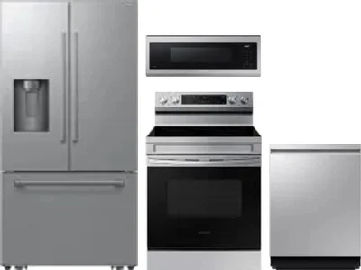4 Piece Package Includes Refrigerator, Range, Microwave And Dishwasher